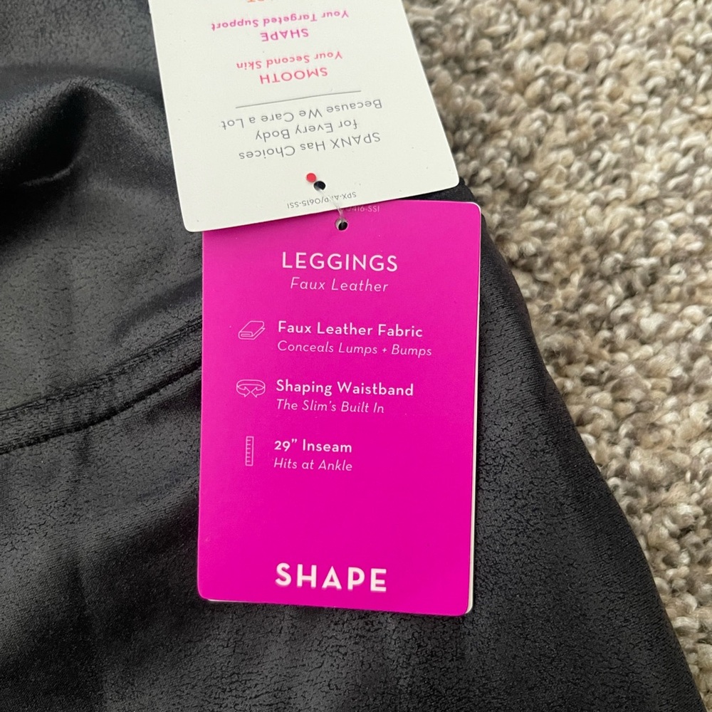 NWT Women’s Spanx Shape Faux Leather Leggings Black Size L - Picture 6 of 9